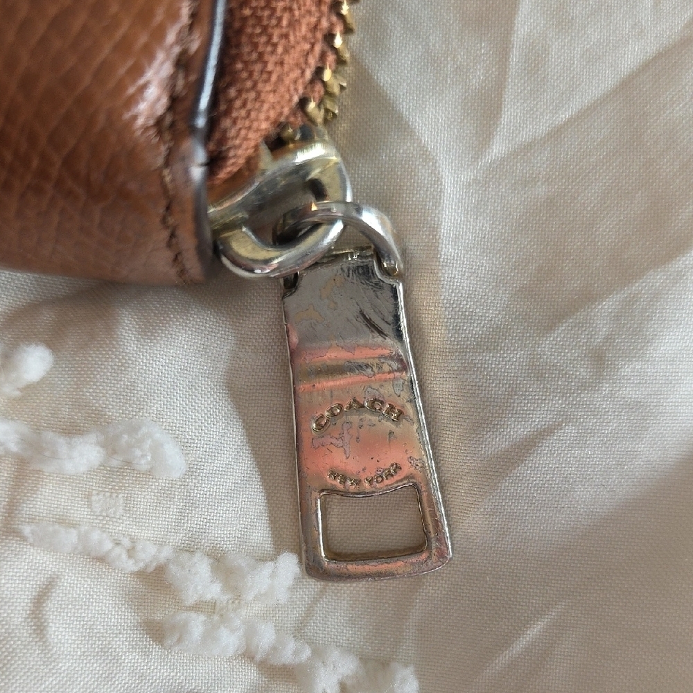 Coach Saddle Brown Leather Accordion Zip Wallet Purse Quiet Luxury Coachcore - Picture 5 of 11